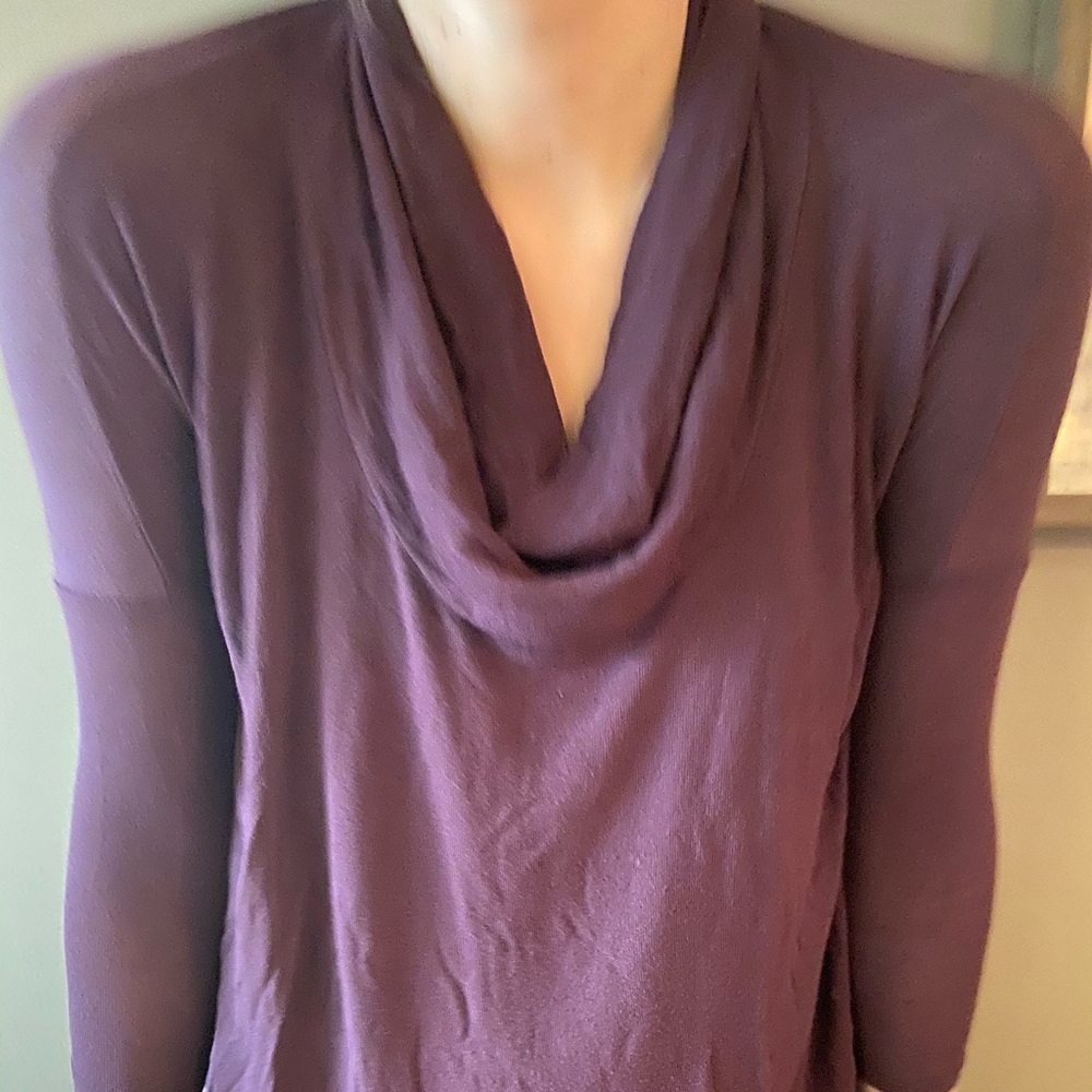 Cowl neck 3/4 length sleeve maroon top